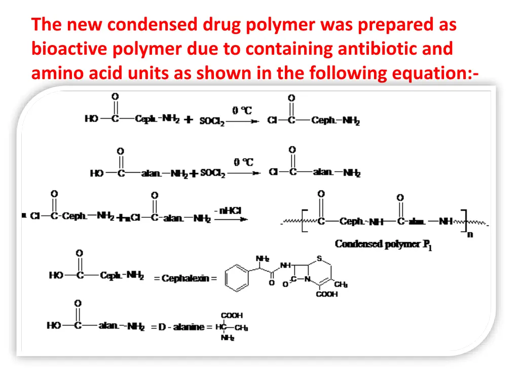 the new condensed drug polymer was prepared