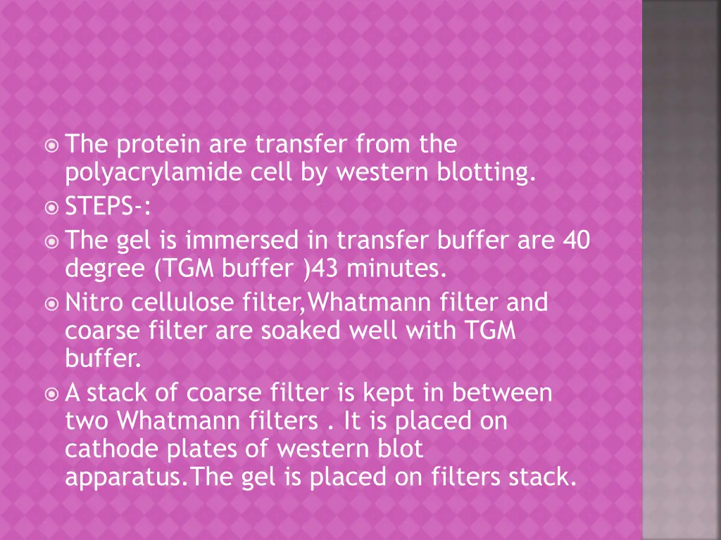 the protein are transfer from the polyacrylamide