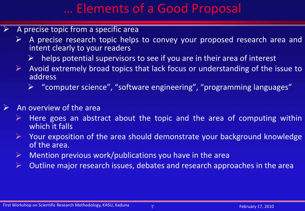elements of a good proposal 1