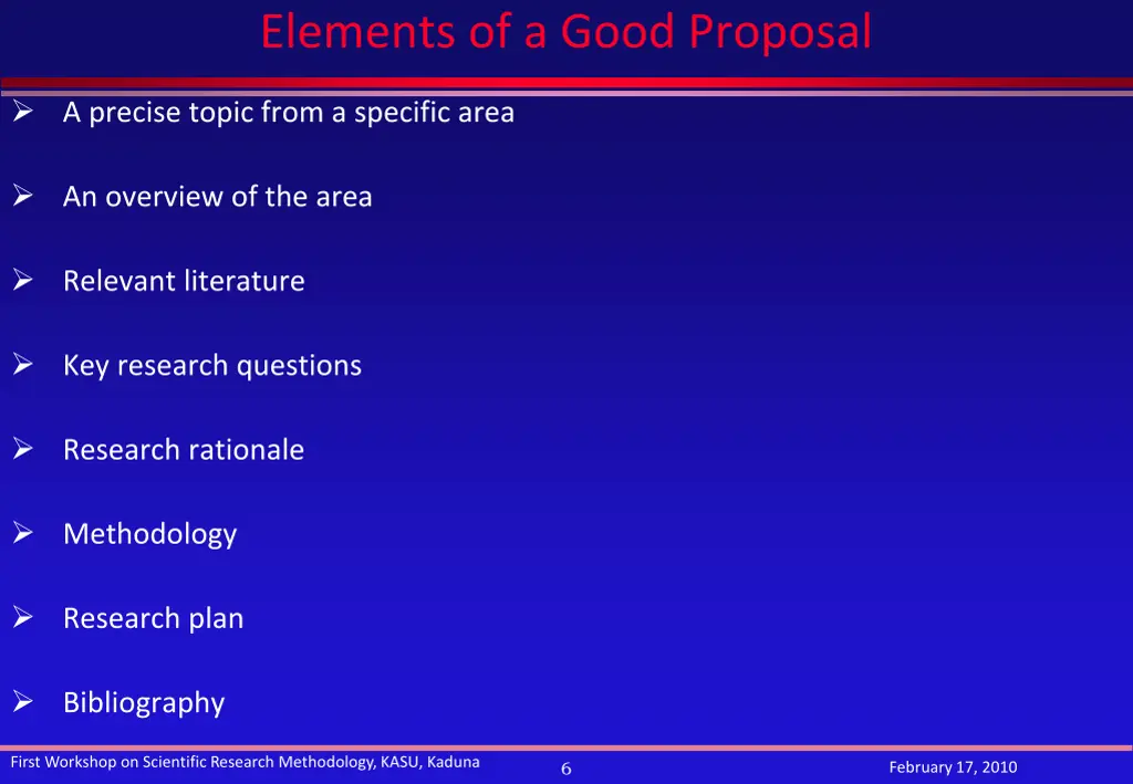 elements of a good proposal