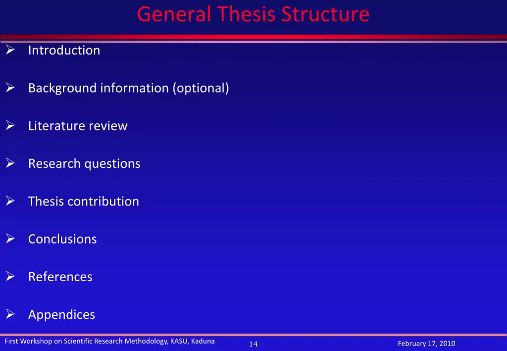 general thesis structure