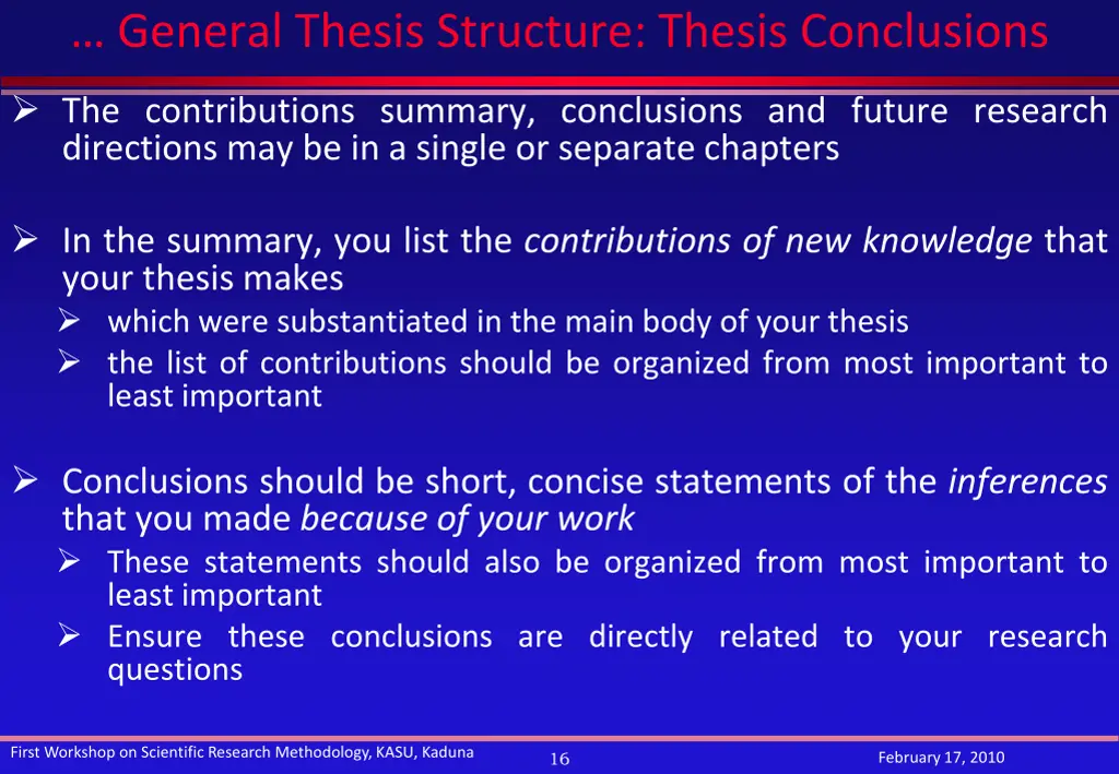 general thesis structure thesis conclusions