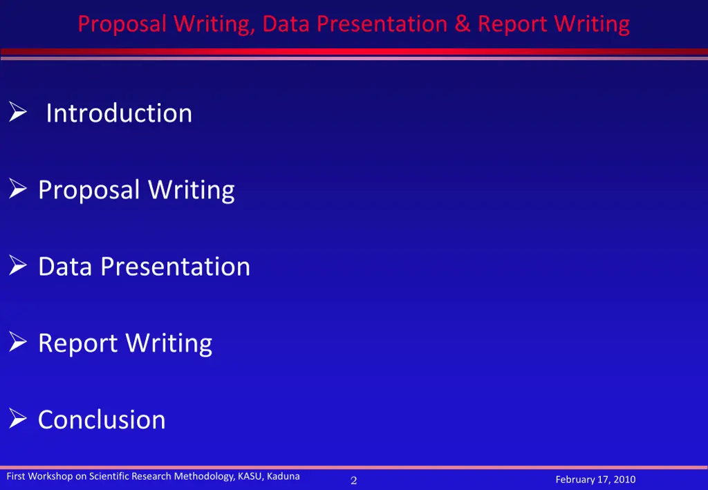 proposal writing data presentation report writing