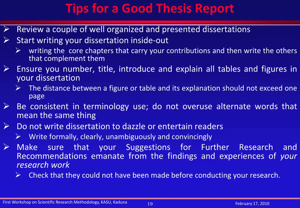 tips for a good thesis report