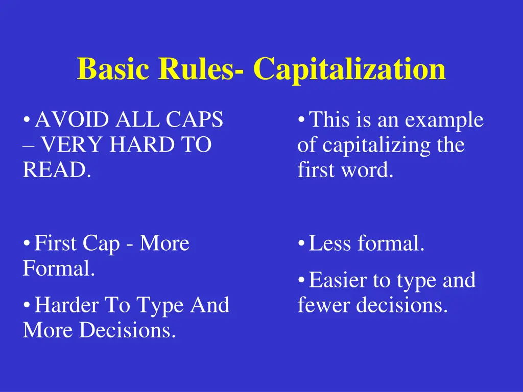 basic rules capitalization