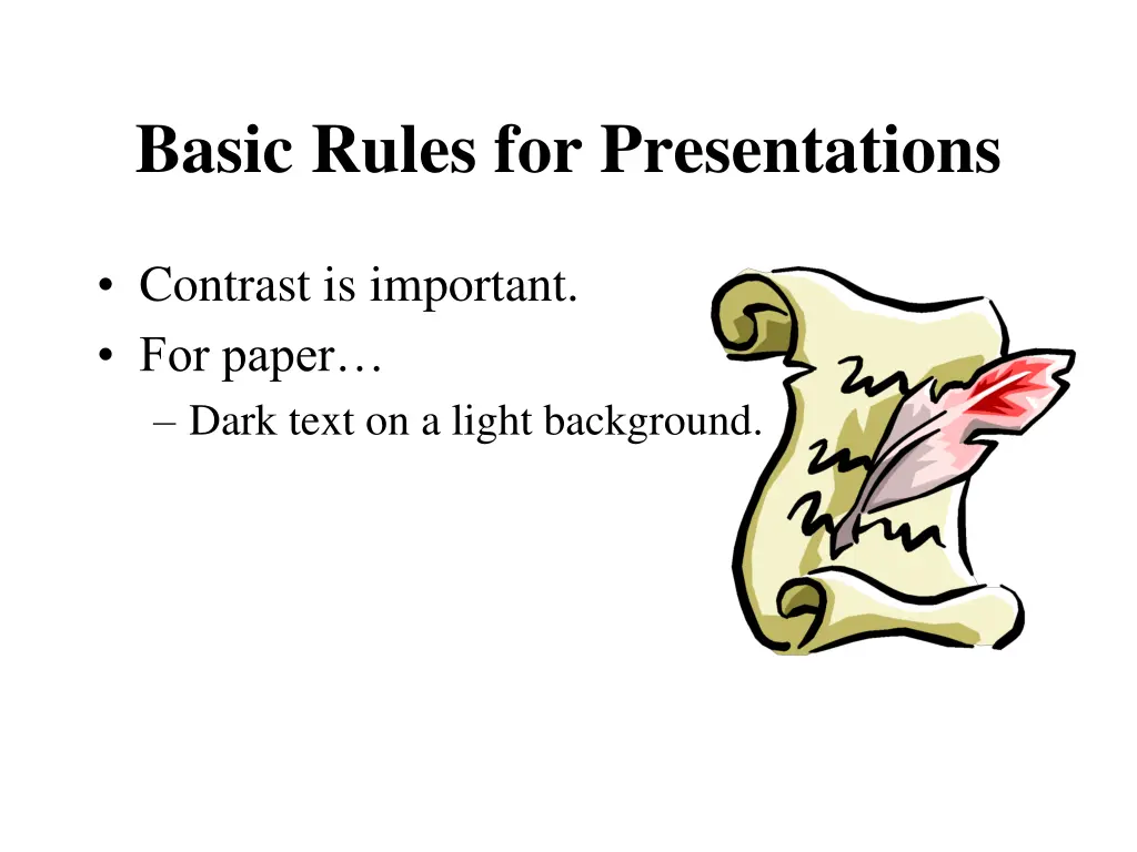 basic rules for presentations