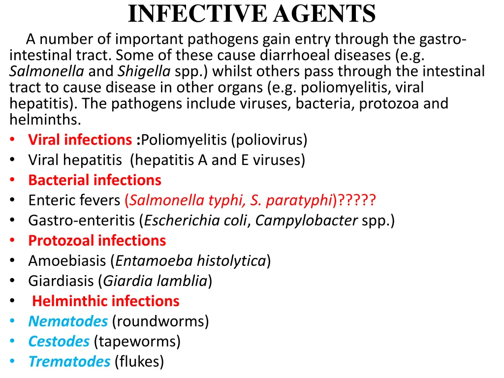 infective agents a number of important pathogens