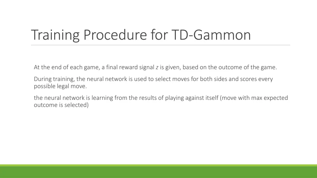 training procedure for td gammon 1