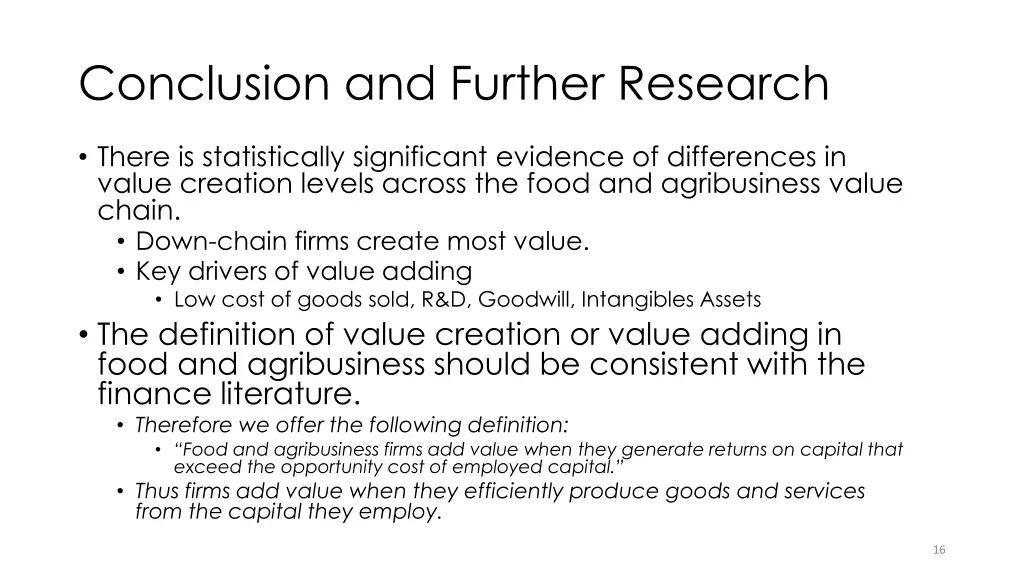 conclusion and further research