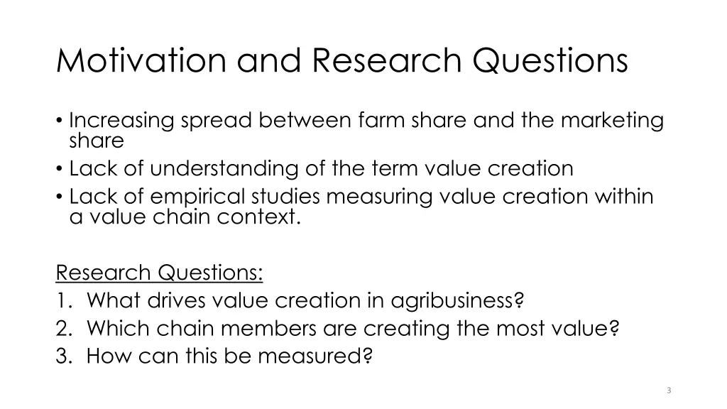 motivation and research questions
