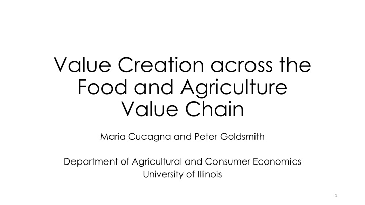 value creation across the food and agriculture