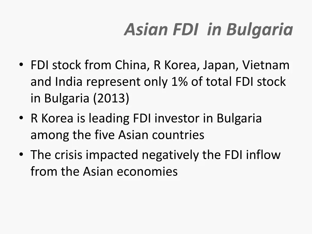 asian fdi in bulgaria
