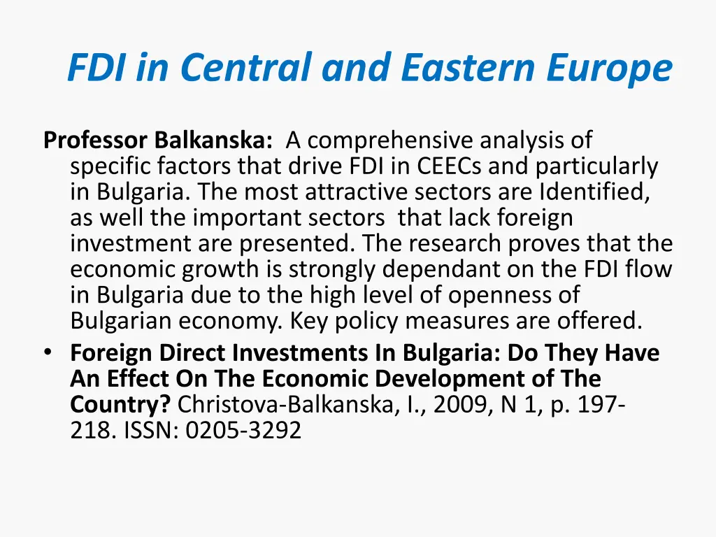 fdi in central and eastern europe