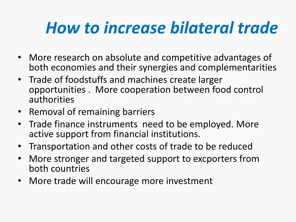 how to increase bilateral trade