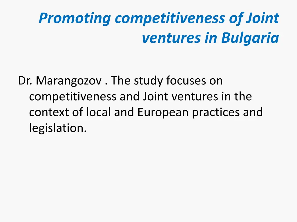 promoting competitiveness of joint ventures
