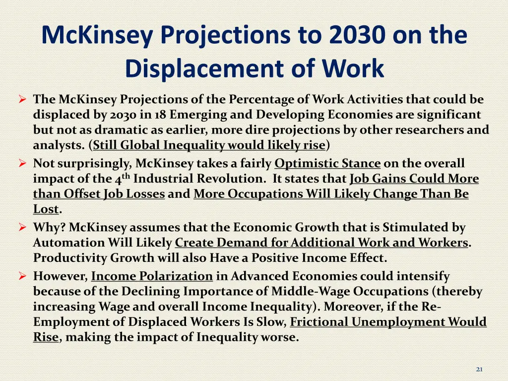 mckinsey projections to 2030 on the displacement