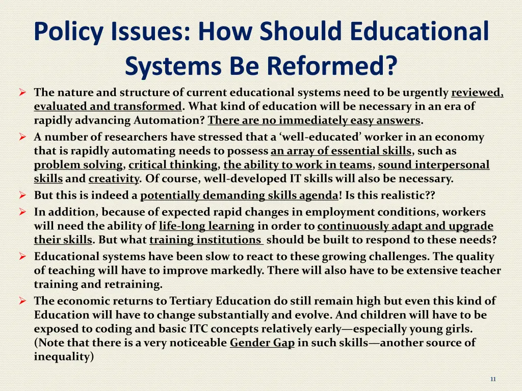 policy issues how should educational systems