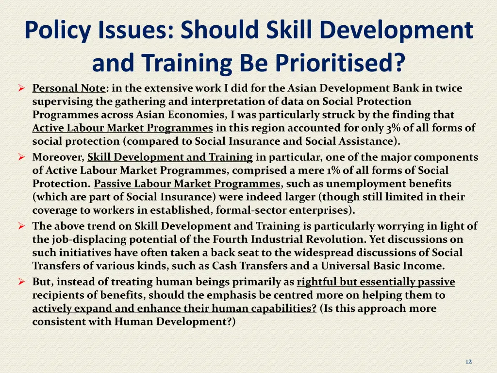 policy issues should skill development