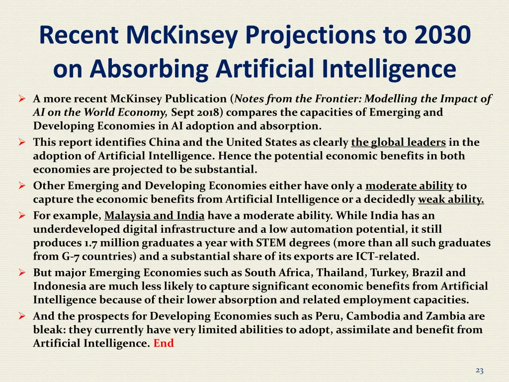 recent mckinsey projections to 2030 on absorbing