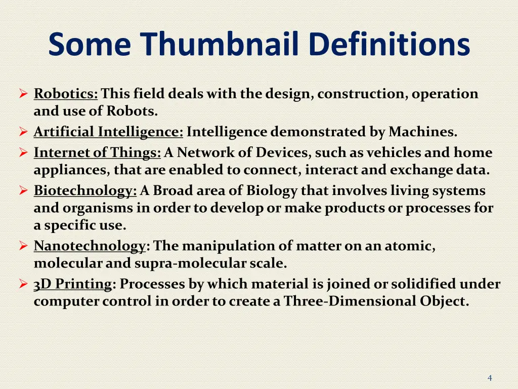 some thumbnail definitions