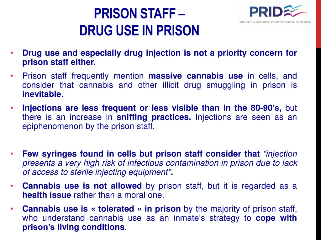 prison staff drug use in prison