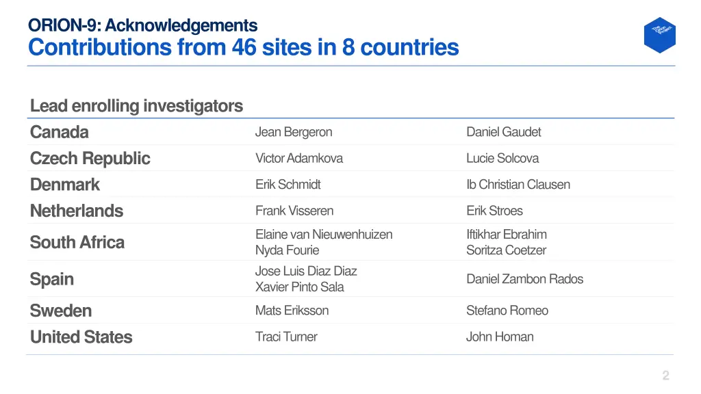 orion 9 acknowledgements contributions from