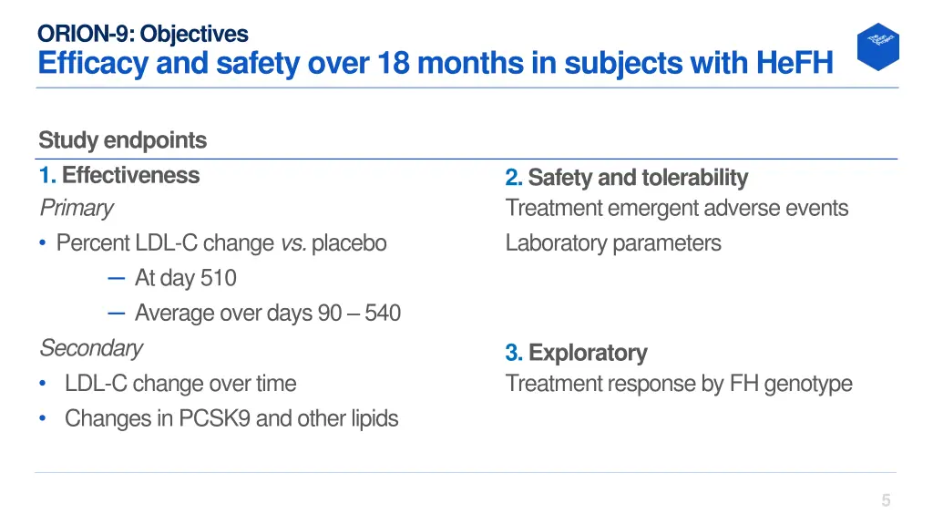 orion 9 objectives efficacy and safety over
