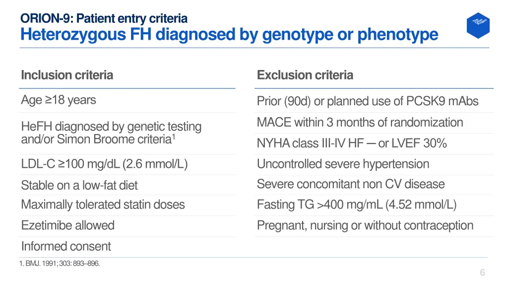 orion 9 patient entry criteria heterozygous
