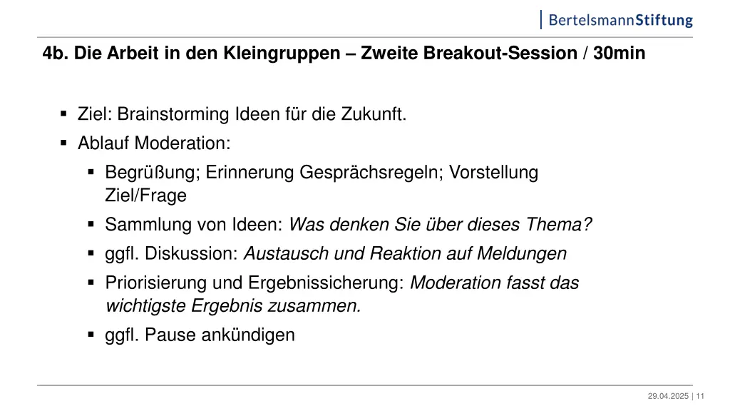 4b die arbeit in den kleingruppen zweite breakout