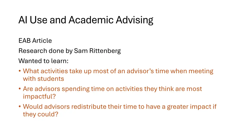 ai use and academic advising