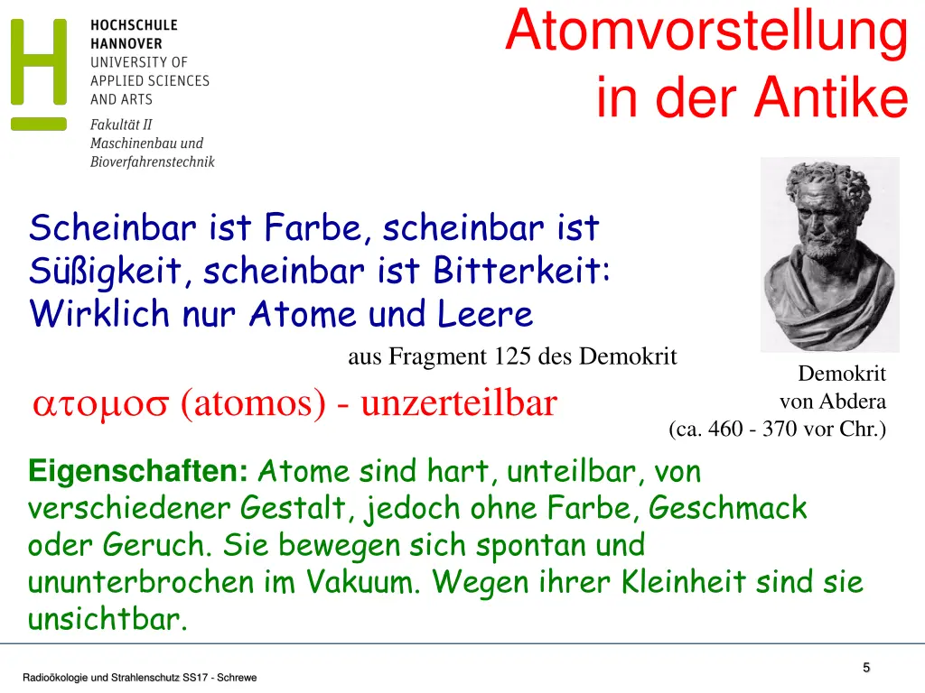 atomvorstellung in der antike