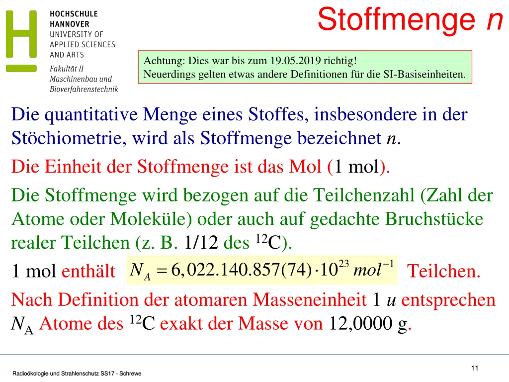 stoffmenge n