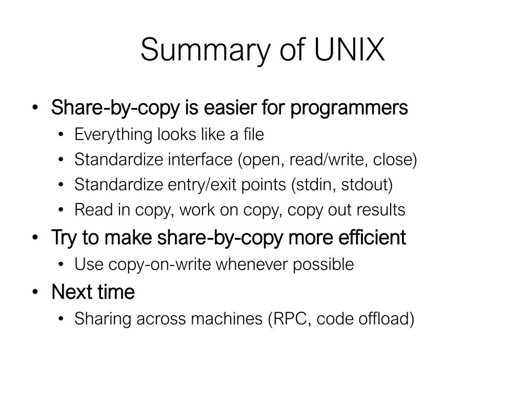 summary of unix