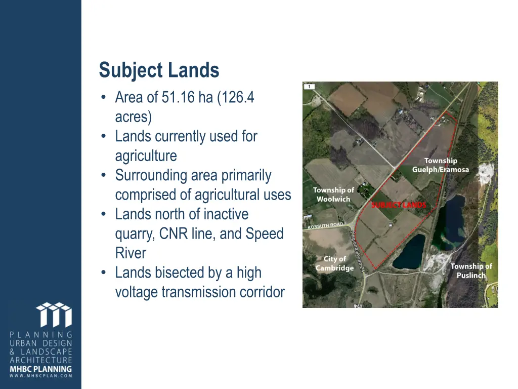 subject lands area of 51 16 ha 126 4 acres lands