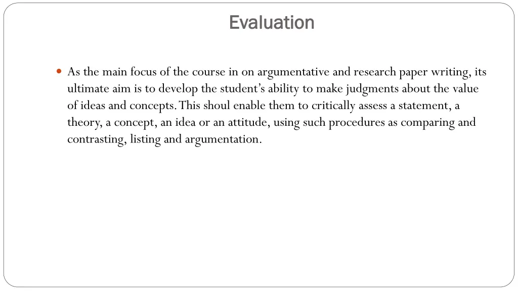 evaluation evaluation