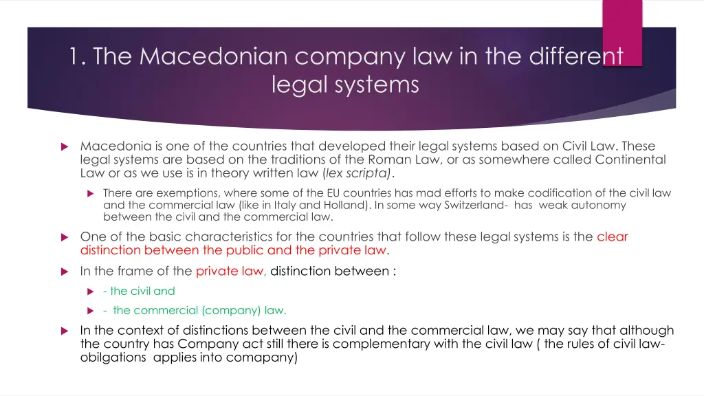 1 the macedonian company law in the different