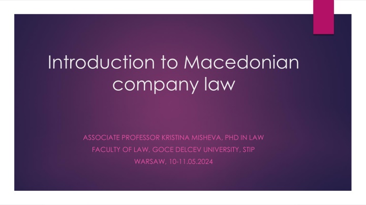 introduction to macedonian company law