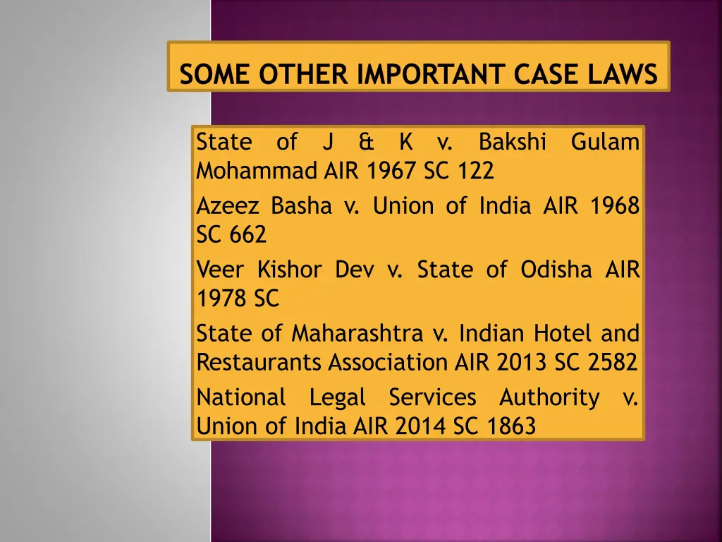 some other important case laws