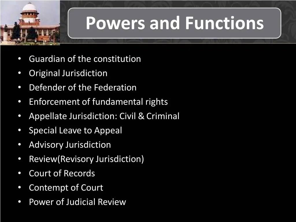 powers and functions