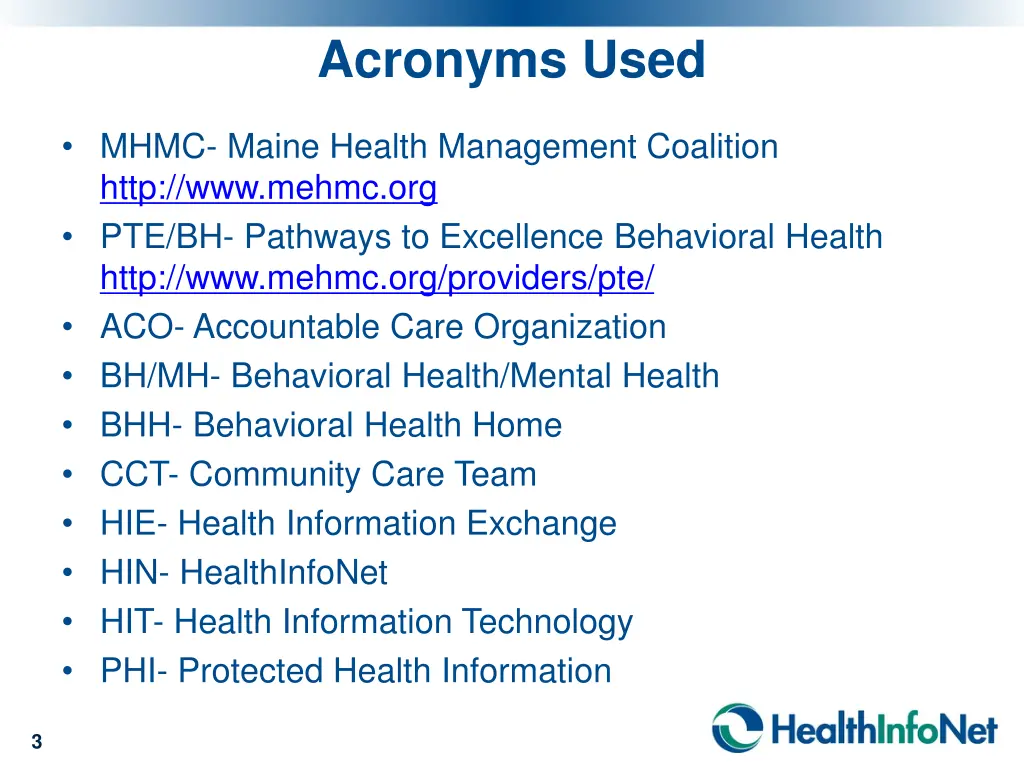 acronyms used