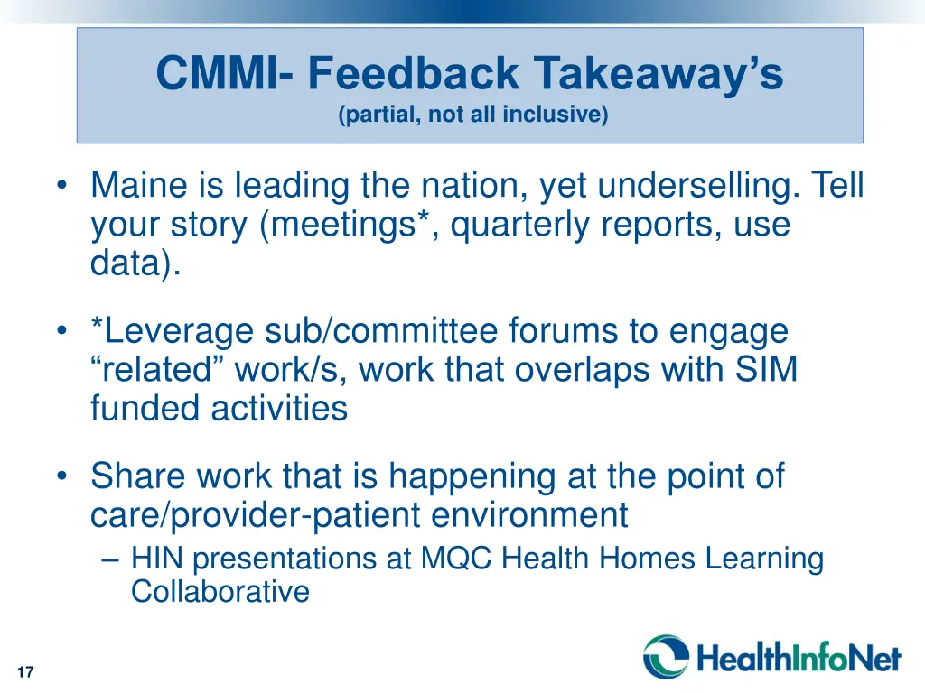 cmmi feedback takeaway s partial not all inclusive