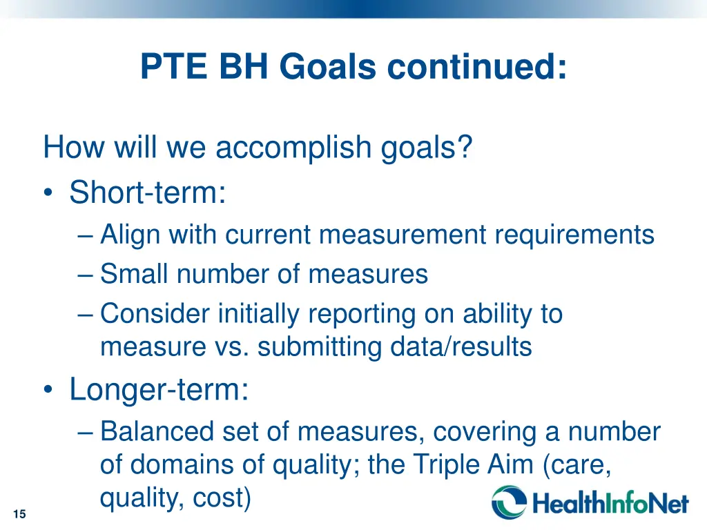 pte bh goals continued