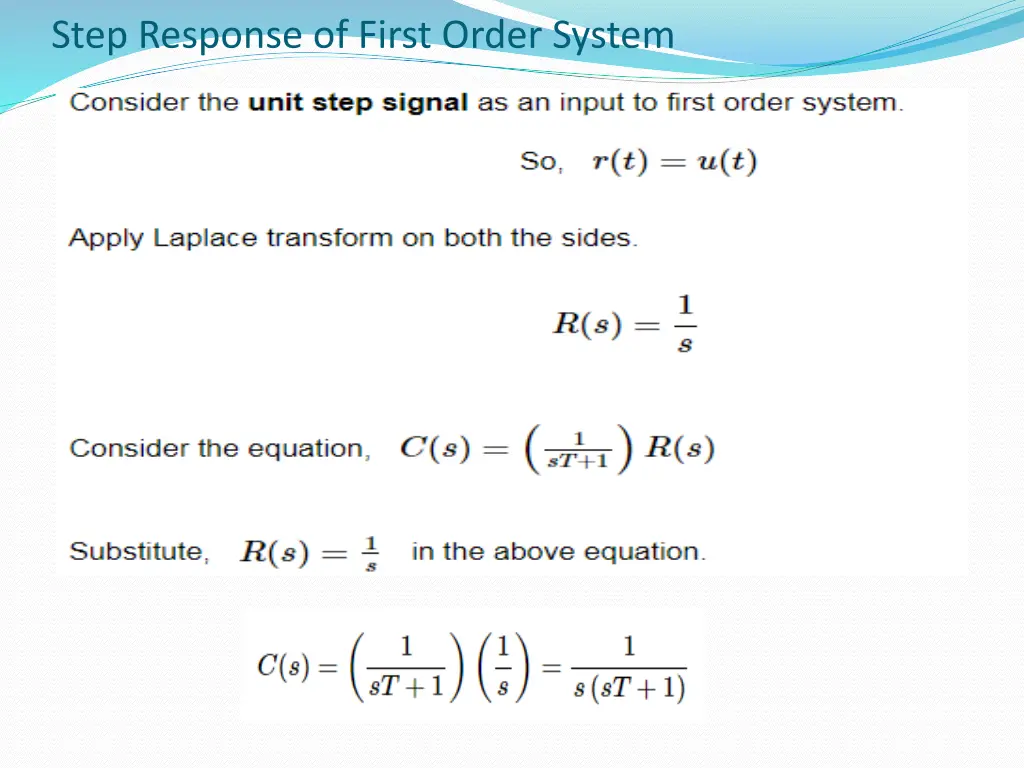 step response of first order system