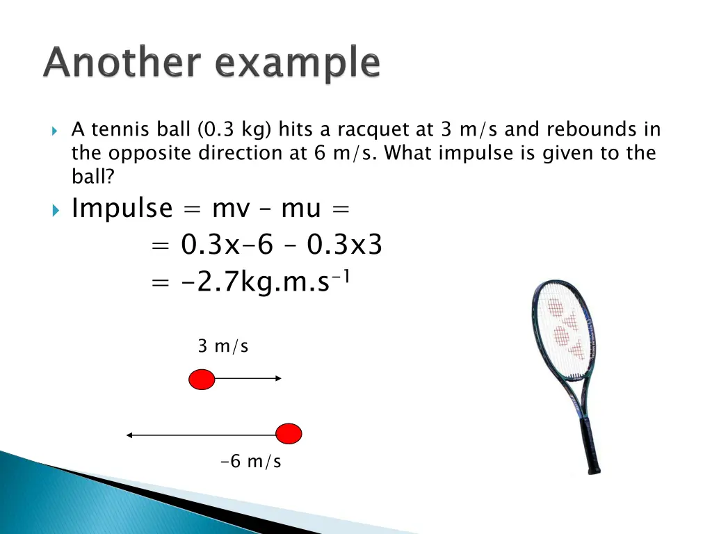 a tennis ball 0 3 kg hits a racquet 2