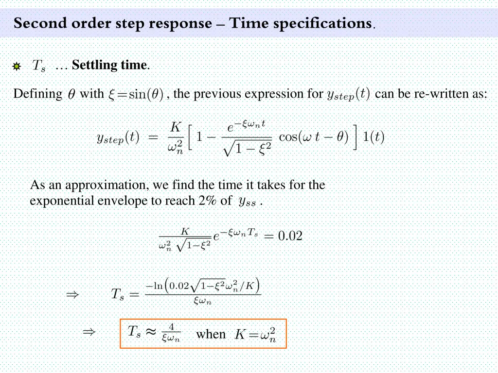 second order step response time specifications 5