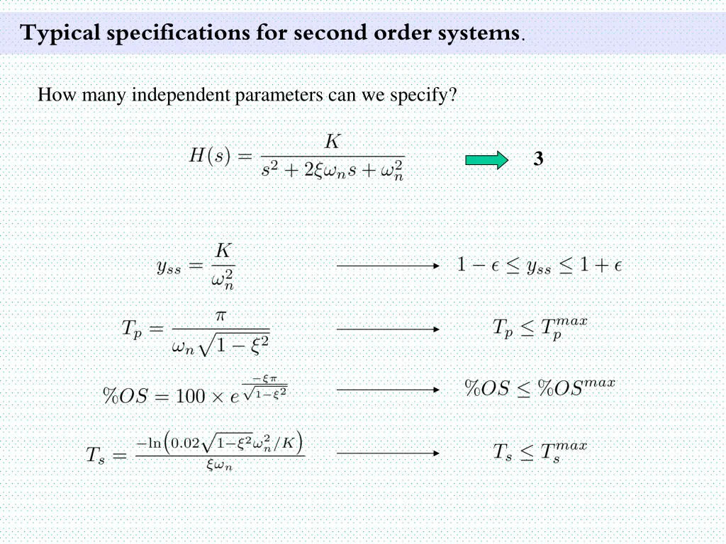 typical specifications for second order systems