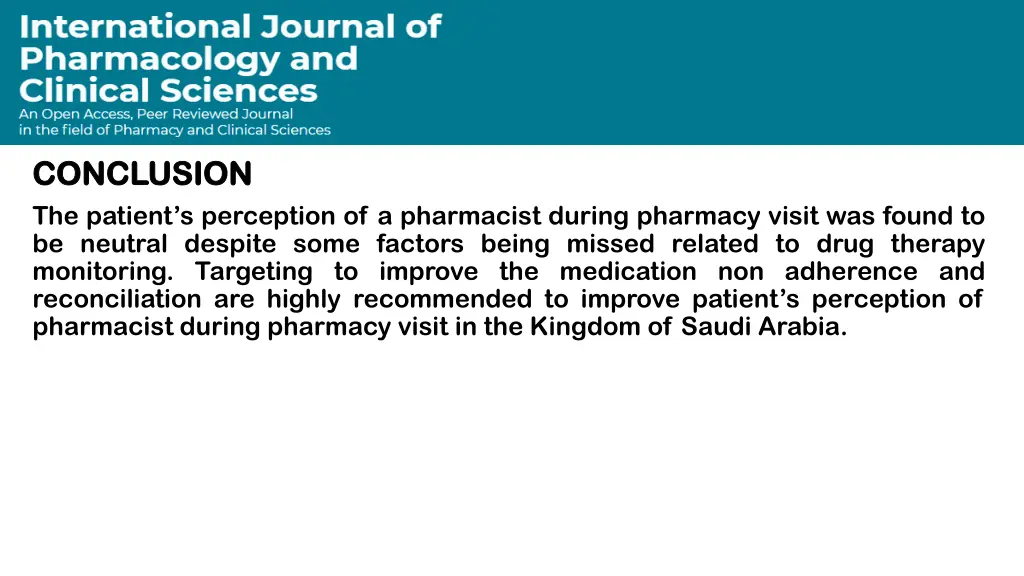 conclusion conclusion the patient s perception
