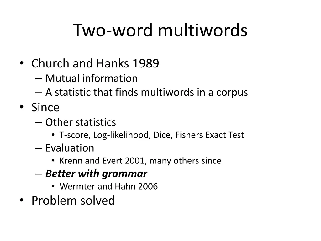 two word multiwords