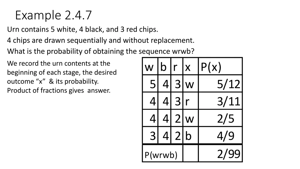 example 2 4 7 urn contains 5 white 4 black