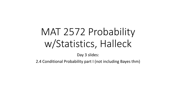 mat 2572 probability w statistics halleck